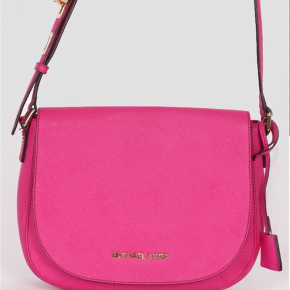 Michael Kors Bedford Saffiano Flap Messenger Fuchsia - Picture 3 of 6